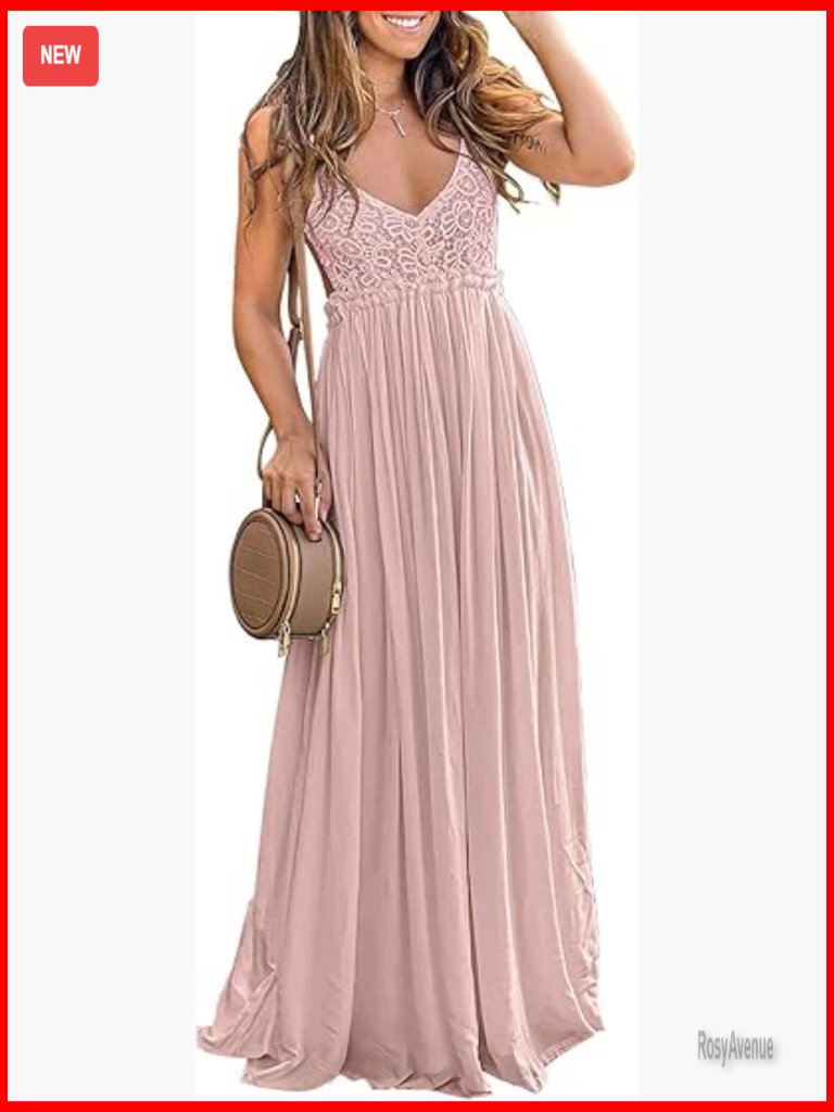 Floral Lace V-Neck Maxi Dress Sleeveless Formal Evening Wedding Bridesmaid